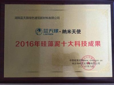 蓝天豚荣获2016年硅藻泥"十大科技成果" - 蓝天豚硅藻泥|硅藻泥厂家|硅藻泥|硅藻泥招商加盟 湖南蓝天豚硅藻泥新材料 - 九正(中国建材第一网)